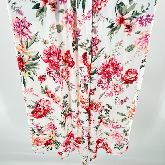 Siren Lily White/Pink/Green Sleeveless Longer Flowing Maternity Sundress-Size L - Picture 6 of 10